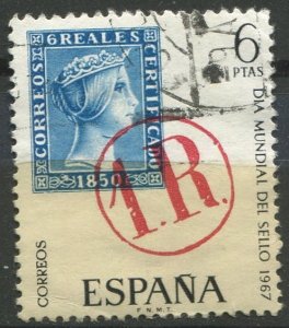 Spain Sc#1470 Used, 6p bl, red, blk, World Stamp Day (1967) (1967)