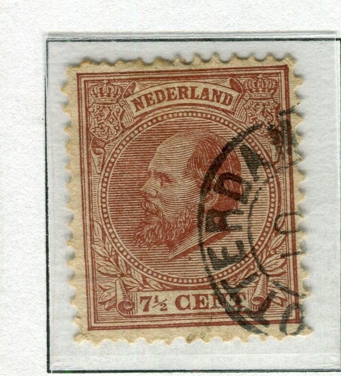 NETHERLANDS; 1872 early classic William issue fine used 7.5c. value