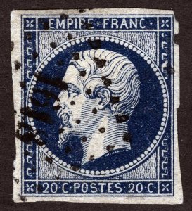 France Sc 16 Blue on Greenish 20c Die I Paris Star Cancel 