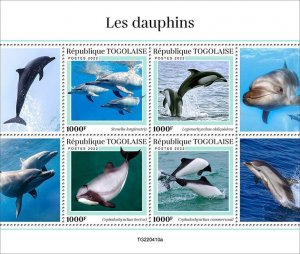 TOGO - 2022 - Dolphins - Perf 4v Sheet - Mint Never Hinged