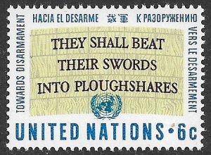 UNITED NATIONS NEW YORK 1967 6c Disarmament Resolutions Bible Verse Sc 177 MNH