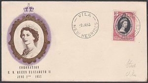 NEW HEBRIDES 1953 Coronation commem FDC - Vila cds..........................J656