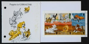 Gibraltar Used #702 Puppies Block of 6. Commemorative Program