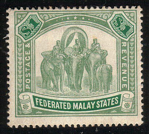 MALAYA FMS 1904 $1 SG48 fine mint, lightly hinged..........................10483 