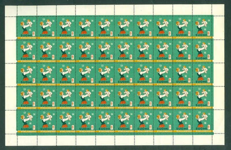 Finland. 1950 Christmas Complete Sheet. Perforated MNH. Mother and Child.