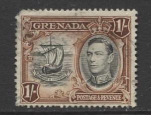 Grenada -Scott 139- KGVI- Definitive Issue-1938 -FU- Single 1/- Stamp