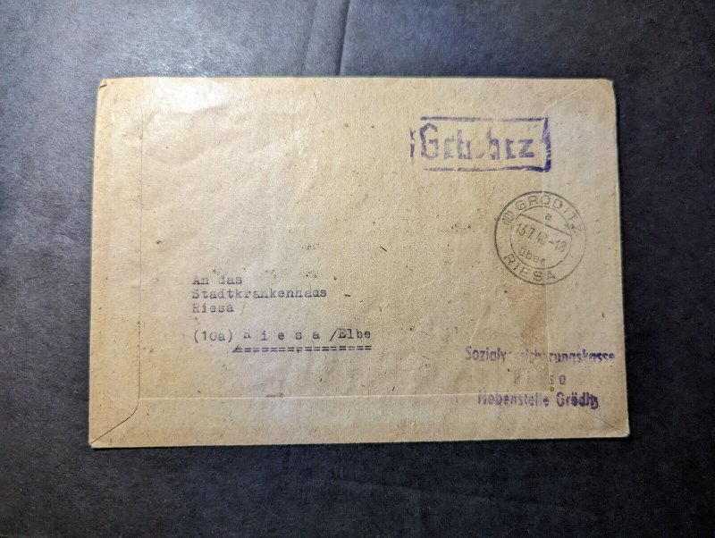 1948 Poland Cover Groditz Riesa Local Use Company Health Insurance