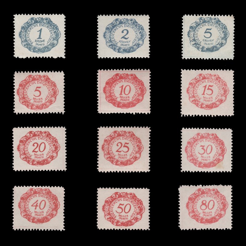 LIECHTENSTEIN 1920 SCOTT # J1 - J12. UNUSED