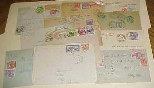 TUNISIA  11 SMALL COVERS 1929-1949 MOSTLY TO USA INCLUDES  3 REGISTERED