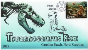19-331, 2019, T-Rex, Pictorial Postmark, Event, Carolina Beach NC, Tyrannosaurus