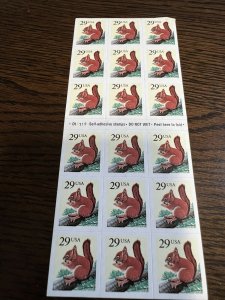 Scott # 2489a - Red Squirrel - Pane Of 18  - MNH - 1993