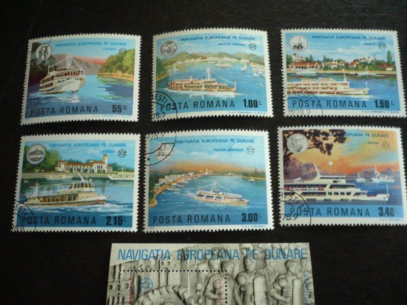 Stamps - Romania - Scott# 2737-2742,2744 - CTO Part Set of 6 Stamps + Souvenir S