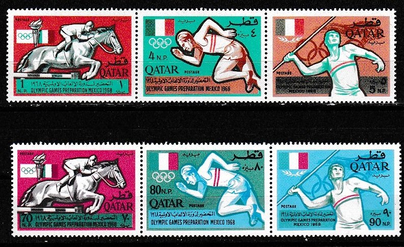 Qatar 1966 Scott 103-103A 1968 Summer Olympics MNH