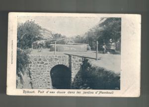 1905 Djibouti Real Photo postcard cover Stone Bridge D Hambouli Gardens RPPC