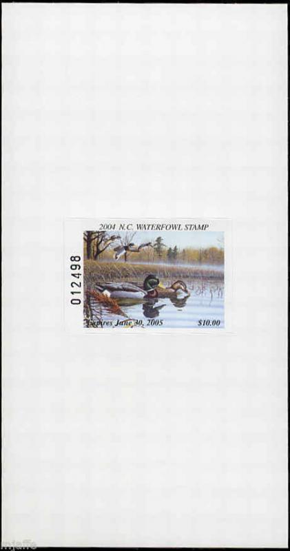 NORTH CAROLINA #22A 2004 STATE DUCK STAMP ADHESIVE TYPE MALLARD Gerald Putt