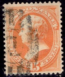 US Stamp #163 15c Yellow Orange Webster USED SCV $150