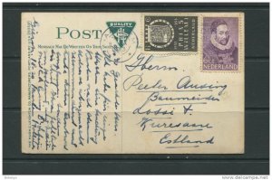 Netherlands 1933 Postal Card   to Estonia Kuressaare  Thurmond