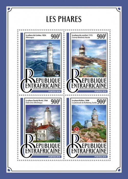 C A R - 2016 - Lighthouses - Perf 4v Sheet - Mint Never Hinged