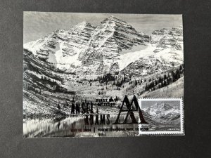 Ansel Adams 2024 FDC Maxicard Maximum Postcard Maroon Bells Colorado Aspen