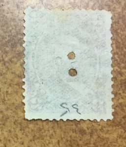 Hawaii #35 1875 double ring and 2 Holes Punched out  Scarifying Patent Cancel  