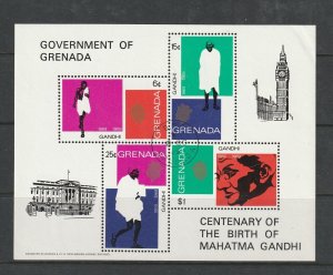 Grenada 1969 Gandhi MS CDS Used, First day, SG MS362 