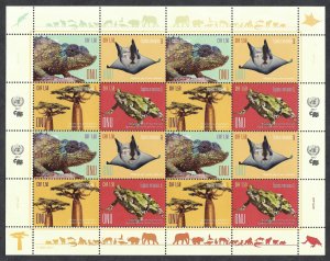 UN Geneva #632-635 1.50fr Endangered Species (2017). Full mini-sheet. MNH