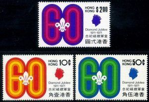 Hong Kong 1971 Diamond Jubilee Scouting (3v Cpt) MNH CV$30
