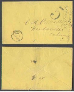 Canada-cover #6753-Stampless-5-Middlesex-London,CW-Oc 1 1870-new early date ?