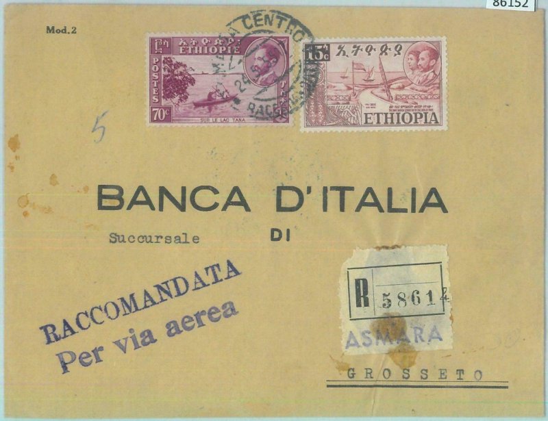 86152  - ETHIOPIA - POSTAL HISTORY - REGISTERED COVER to ITALY  1955