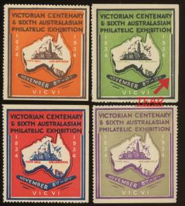 AUSTRALIA 1934 Victorian Centenary Philatelic Exhibition ~ Set Of (4)