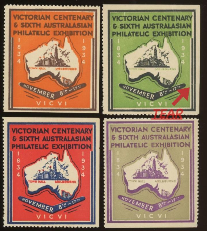 AUSTRALIA 1934 Victorian Centenary Philatelic Exhibition ~ Set Of (4)