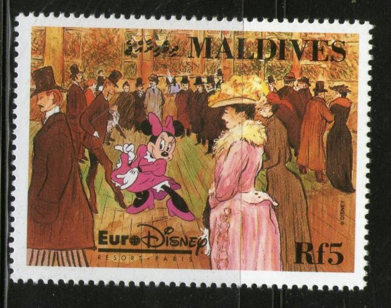 Maldive Island 1992 Euro Disney Resort, Paris Mickey Dancing Painting Cartoon...