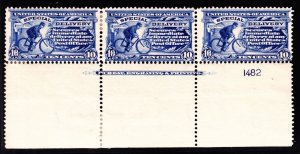 US E6 10c Special Delivery Mint Plate# 1482 Strip of 3 F-VF OG H SCV $850