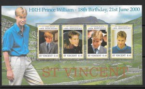 ST.VINCENT SG4550a 18th BIRTHDAY OF PRINCE WILLIAM MNH