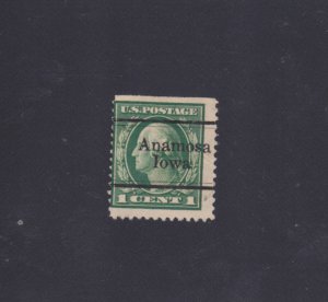 IA Precancel: Anamosa L-2 TS; 1c 1912 Washington/Franklin; Scarce Type