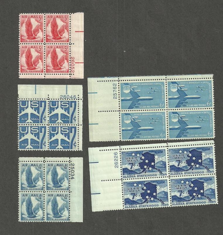 five mint air mail plate blocks scan 11/7