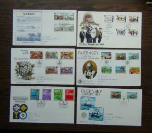 Guernsey 6 x FDC 1982 La Societe Europa Xmas Brigade 1983 Scouts Europa