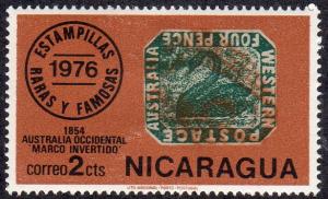 Nicaragua 1039 - Mint-H - 2c Stamp on Stamp (1976)