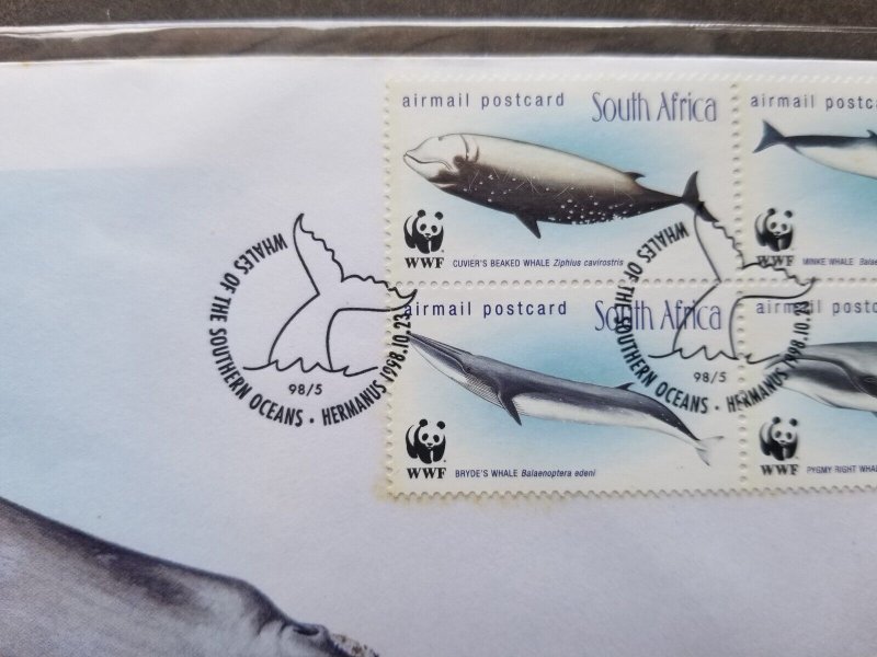 *FREE SHIP South Africa WWF Whales Southern Oceans 1998 Marine Life (FDC *c scan