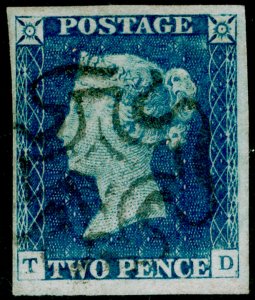 GB 1840 SG5, 2d blue, FINE USED. Cat £975+. SCOTTISH MX. TD 