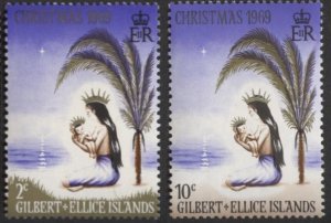 Gilbert & Ellice 157-158 (mnh) Christmas: Polynesian Madonna (1969)