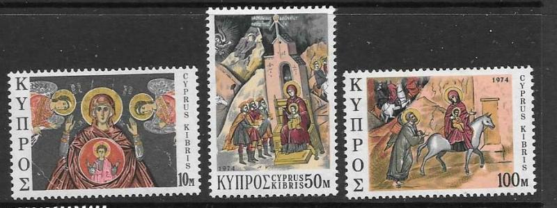 CYPRUS SG436/8 1974 CHRISTMAS MNH