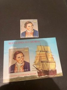 Equatorial Guinea Capt Cook SS perforated + overprinted stamp MNH