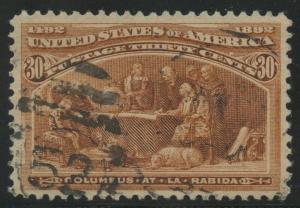 #239 30c COLUMBIAN VF-XF USED GEM WITH PSE CERT BU4839