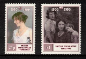 BIOT 1990 Queen Mother Birthday; Scott 106-07, SG 106-07; MNH