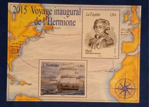 St.Pierre & Miquelon 2015 MNH , OG Mini Sheet Voyage inaugural LA Fayette