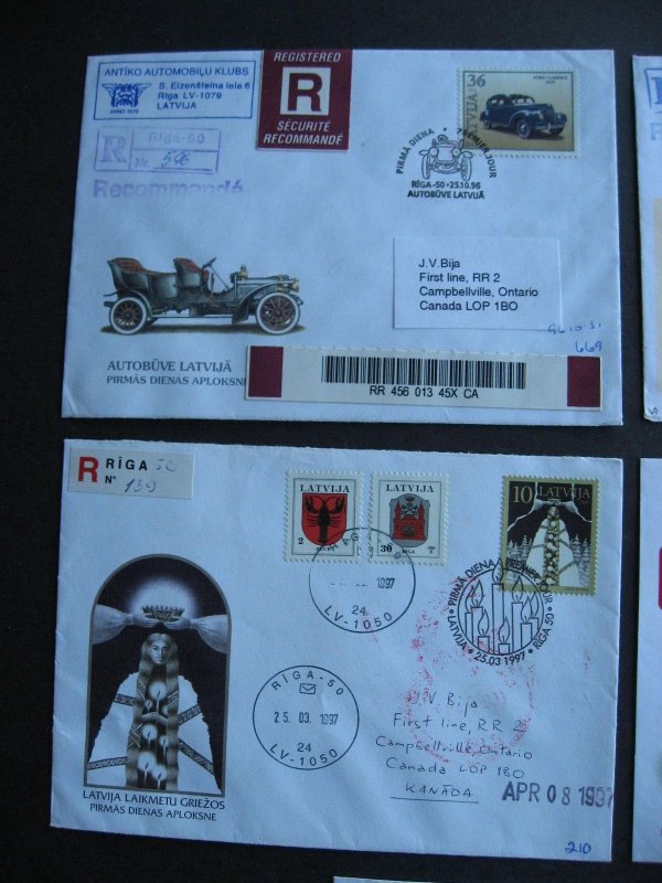 Latvia to Canada 5 registered covers 1996-7 era check them out! 