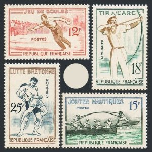 France 883-886,MNH.Michel 1197-1200. Sports 1958.Bowling,Naval joust,Archery,