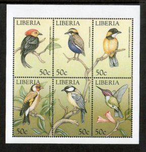 Liberia 1999 - Birds - Sheet of 6 Stamps - Scott #1402 - MNH