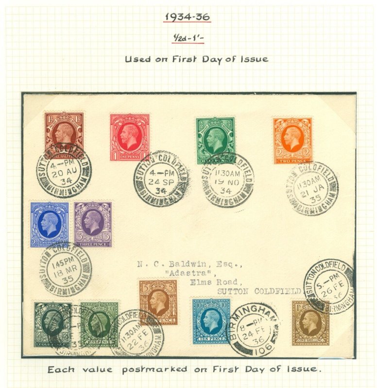 1934-36 George V definitives on one cover postmarked with the correct nine...